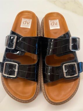 DV by Dolce Vita Black Double Buckle Sandals